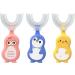 Kids U-Shaped Toothbrush 3 Pack - BPA Free Soft Silicone Bristles - Assorted Cute Penguin, Chick, Duck Design - Toddler Age 1-2 & 3+ - 360 Whole Mouth Cleaning - Buy Online on GoSupps.com