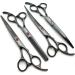 7.0in Titanium Professional Dog Grooming Scissors Set - Straight, Thinning, Curved - 4pcs Set, Bright Black - Buy Online on GoSupps.com