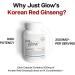 Just Glow Korean Red Ginseng 2500mg 120 Capsules - 5:1 Panax Ginseng Extract 500mg Per Serving - Standardized 7% Ginsenoside - Enhance Physical Performance & Increase Energy - 4 Months Supply - Buy Online on GoSupps.com