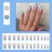 24 Pcs Square Blue and Green French Press on Fake Nails - Medium | Ballerina Stick on Acrylic False Nails with Glue for Nail Art - Buy Online on GoSupps.com