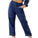 Gamivast Linen Pants for Women 2023 High Waist Wide Leg Pants with Pockets Drawstring Palazzo Lounge Casual Summer Capris 03-navy Small