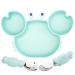 Linowos Silicone Suction Plate for Toddlers with Fork Spoon Set - Self Feeding Training Divided Plate Dish and Bowl for Baby and Toddler  Fits for Most Highchairs Trays Blue