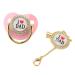 Baby Pacifier 6-18 Months Infant Dummy Pacifier with Chain Clip for Newborn Soother Bling I Love Dad Pattern (Pink)