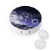 Clock And Mechanism Stars Round Case For Contact Lens Kit Storage Box with Mirror Printed
