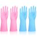 Focenat 2 Pairs Washing Up Gloves Household Cleaning Gloves Waterproof Rubber Latex Gloves Reusable Kitchen Dishcleaning Gloves Medium Size(Blue+Pink)