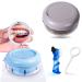 Denture Case kit -2 Pack - Definitely No-Leak Denture Bath Box for Traveling Perfectly Denture Cup with Strainer & Mirror(Grey & Blue)