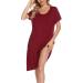 Lovasy Women's Dark Red Button Down Nightdress with Pockets - Soft Maternity and Nursing Nightie - Buy Online on GoSupps.com