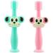 Zumaha Lose Cartoon-Form-toothbrush 360 -silikon handwear portable toddler toothbrushes aged 1-3 years of clean green+pink