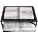 NOPEILVI- A4 Full Page Magnifier Reading Magnifying Glass On Rectangular Stand Hands 3x Magnification With 4 LED Lamp Lens For Reading For The Elderly Seniors And Partially Sighted Persons