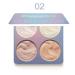 Allbestaye 4 Colors Highlighted Baked Highlighter Powder Pressed Face Contour Palette Luminous Glow Cheek Makeup