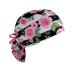 Ponytail Medical Scrub Cap Pink Rose Striped Print. - Turn Up Ponytail Scrub Hats Bouffant Unisex Surgical Caps Dr. Hats Nurses Hats. Scrub Hat for Women & Men tie Back | Working Cap with Holder