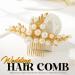 Handcess Bridal Wedding Hair Comb Gold Pearls Hairpiece Leaf Bridal Side Combs Wedding Hair Accessories for Women and Girls - Buy Online on GoSupps.com