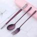 Stainless Steel Fork Spoon Chopsticks Set with Durable Case - Purple | Ideal for Home, Camping, Traveling, Hiking - Buy Online on GoSupps.com