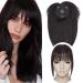 12" SEGO Hair Toppers with Fringe for Thinning Hair Women #1B Natural Black 100% Remy Real One Piece Clip in Bangs Human Hair Extension Hairpieces 150% Density (35g)