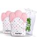 Teething Gloves Silicone for Babies from 2 Months - 100% BPA-Free - For Girls (2 Pack) (Pink)