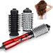 3-in-1 Hot Air Styler and Rotating Hair Dryer Spin Hair Dryer Brush with 2 Interchangeable Brush Anti-frizz Hot Air Spin Brush Set for Straightening Drying and Curling (Red)