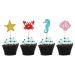 24 PCS Ocean Sea Theme Cupcake Toppers Sea Theme Birthday Party Cupcake Picks Dessert Decorations Supplies Baby Shower Birthday Anniversary Party Supplies