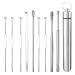 9pcs Ear Picks with Carrying Case Stainless Steel Adults Kids Reusable Smooth Earwax Removal Kit Travel Home(Silver)