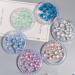 6 Boxes New Nail Art Pearls Gradient Flat Bottom Half Round Pearl Mermaid Bubble Beads Mixed Size 2/4/6/8/10/12mm Jelly Flat Bottom Pearls DIY Nail Art Decoration Materials (6 Colors) Jelly Flat Bottomed Pearl