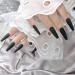 Zoestar Coffin Extra Long Press on Nails Ballerina Matte Fake Nails Black Acrylic Nail for Women and Girls (24pcs)