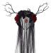 Vakkery Halloween Day of the Dead Headband Black Veil Headbands Mexican Rose Flower Hair Band Gothic Antlers Headdress Halloween Cosplay Costume Hair Accessories for Women