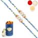 Ghasitaram Gifts Rakhi for Brother Rakhis Online - Set of 2-6400 Fancy Thread Rakhis with 100 GMS of Dryfruits Mix Can 2 Rakhi with 100 gms of Dryfruits Mix Can