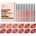 Pakivs 12 Colors Matte Lip Liner Pen Set Long Lasting Fade Resistant Lip Pencil Waterproof Red Nude Velvet Lipstick Pen High Pigmented Lip Liner for Women SET C