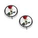 (A Red Rose) Round Pill Box 3 Compartment Pill Box Mini Decorative Pocket Purse Portable Travel Medicine Tablet Vitamin Holder Organizer Pill Case