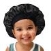 Satin Silk Kids Bonnet Cap 2pcs Set - Adjustable Straps for Comfortable Sleep - No Slip-Off Design - Black/RoseGold - Buy Online on GoSupps.com