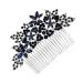 DOITOOL Wedding Tiara Dark Blue Hair Comb Headdresses for Women Bridal Glitter Barrette Girl Hair Clips Hair Combs for Women Accessories Flower Rhinestone Bride Wig European and American