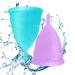 Blossom Menstrual Cup Say No to Tampons | 1 Large 1 Small Cup 2 Blossom Cups | Get Blossom Cups for Menstrual Days| Period Cup Reusable Menstrual Cup Silicone Cup (Small Blue - Large Purple)