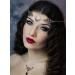 Doubnine Crescent Moon Boho Head Chain Pendant Gothic Forehead Headpiece Headband Retro Hair Accessories Wedding Head Dress for Women Bride Women Girls black beads