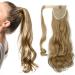 24" Ash Blonde Wrap Around Ponytail Hair Extensions Curly One Piece Clip in Hairpiece