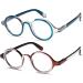 EyeURL Anti-Blue Light Reading Glasses 2-Pack - Round Blue Light Filter Glasses for Men & Women - Spring Hinges Stylish Mixed Paint Design - Buy Online on GoSupps.com