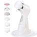 PESSIDO Facial Cleansing Brush  Waterproof Spin Face Brush Set with Holder and 6 Brush Heads  Gentle Exfoliating  Deep Cleansing  Massaging and Removing Blackhead for Women and Men (White)