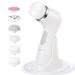 PESSIDO Facial Cleansing Brush  Waterproof Spin Face Brush Set with Holder and 6 Brush Heads  Gentle Exfoliating  Deep Cleansing  Massaging and Removing Blackhead for Women and Men (White)