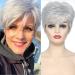 Silver Grey Pixie Cut Wig for White Women | Natural Wavy Synthetic Hair | Heat Resistant Fiber | Hair Replacement - Buy Online on GoSupps.com