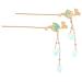 Lurrose 2 pieces Chinese hairstick bridal brewed hairpin Japanese hairstick flowers hair chopstick hairpise hairstock with tasty retro hair jewelry pin for women girls gift light green