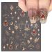 Diduikalor Sun Star Nail Stickers - 3D Self-Adhesive Heart Decals for Manicure Decor - Rose Gold Silver Design - Pack of 3 Sheets - Buy Online on GoSupps.com