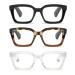ZXYOO 3 Pack Oversize Square Design Reading Glasses for Women, Blue Light Blocking Reader Black&leopard&transparent 2.5 x