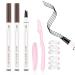 GCVSE Eyebrow Pencil Microblading Eyebrow Pencil with 4 Micro-Fork Tips Long-Lasting Brow Waterproof Smudgeproof Brow Pen - Easy Creation of Natural Looking Defined Eyebrows (Black)