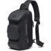 BANGE Waterproof Men's Chest Bag Crossbody Sling Backpack - Black (3 Pockets) - Buy Online on GoSupps.com