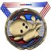 Decade Awards Bowling Color Medal - 2.5 Inch Wide Tournament Medallion with Stars and Stripes American Flag V Neck Ribbon GOLD