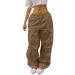 Parachute Pants Y2K Women Cargo Pants Baggy Cargoose Track Pants Streetwear Vintage Jeans Pants 90s E-Girl Streetwear Cargo Pants Y2K Sports Pants Lang Lock 07-Braun M