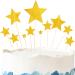 56Pcs Cake Topper Star Glitter Cupcake Toppers Gold Cake Decorations for Boys Girls Birthday Wedding Engagement Baby Shower Anniversary Party Decoration Mixed Size
