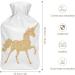 Golden Horse Hot Water Bottle with Plush Cover | Hand Warmer for Adults & Children | 26.5x15.3cm | International Shipping Available - Buy Online on GoSupps.com