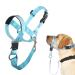 Barkeless dog handlebars no pull head halter for dogs adjustable padded halter with training instructions - stop and suffocate on walks light blue M medium light blue