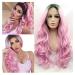 BGHJUE Cos chemical fiber front lace full top pink wig realistic hairline wave long curly hair female headgear