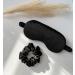 HSN 100% Mulberry Silk Eye Mask for Sleep with Mulberry Silk Scrunchie Eye Mask Natural Silk Eye Mask Smooth & Comfortable Eye mask Birthday Gift Luxury Gift Box Set (Black)