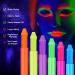 AOOWU Glow UV Neon Face Paint Crayons Kit - 6 Safe Non-Toxic Colors for Adults and Kids | Halloween Makeup, Party, Cosplay - Fluorescent Brightest Glow - Buy Online on GoSupps.com